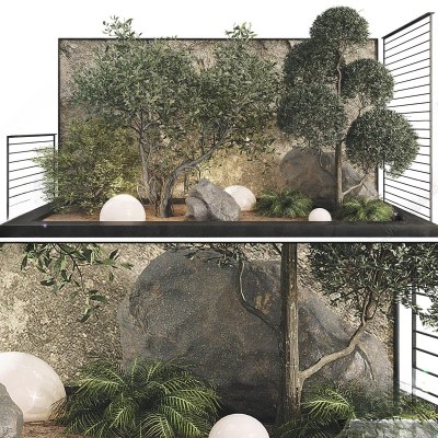 现代绿植景观造景3D模型下载
